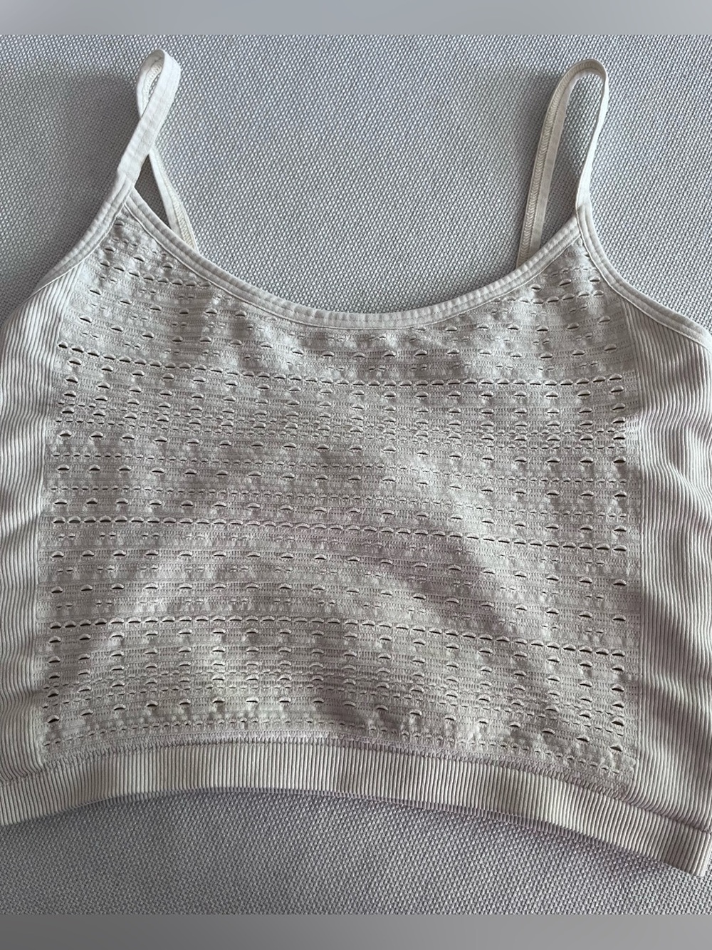 Madewell ivory seamless pointelle crop cami top size S-M